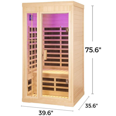 Ample-901PH 1-2 Person Infrared Sauna | Plus Size + App Remote