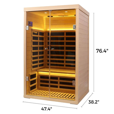 Ample-902SH 2 Person Ultra-Low EMF Infrared Sauna