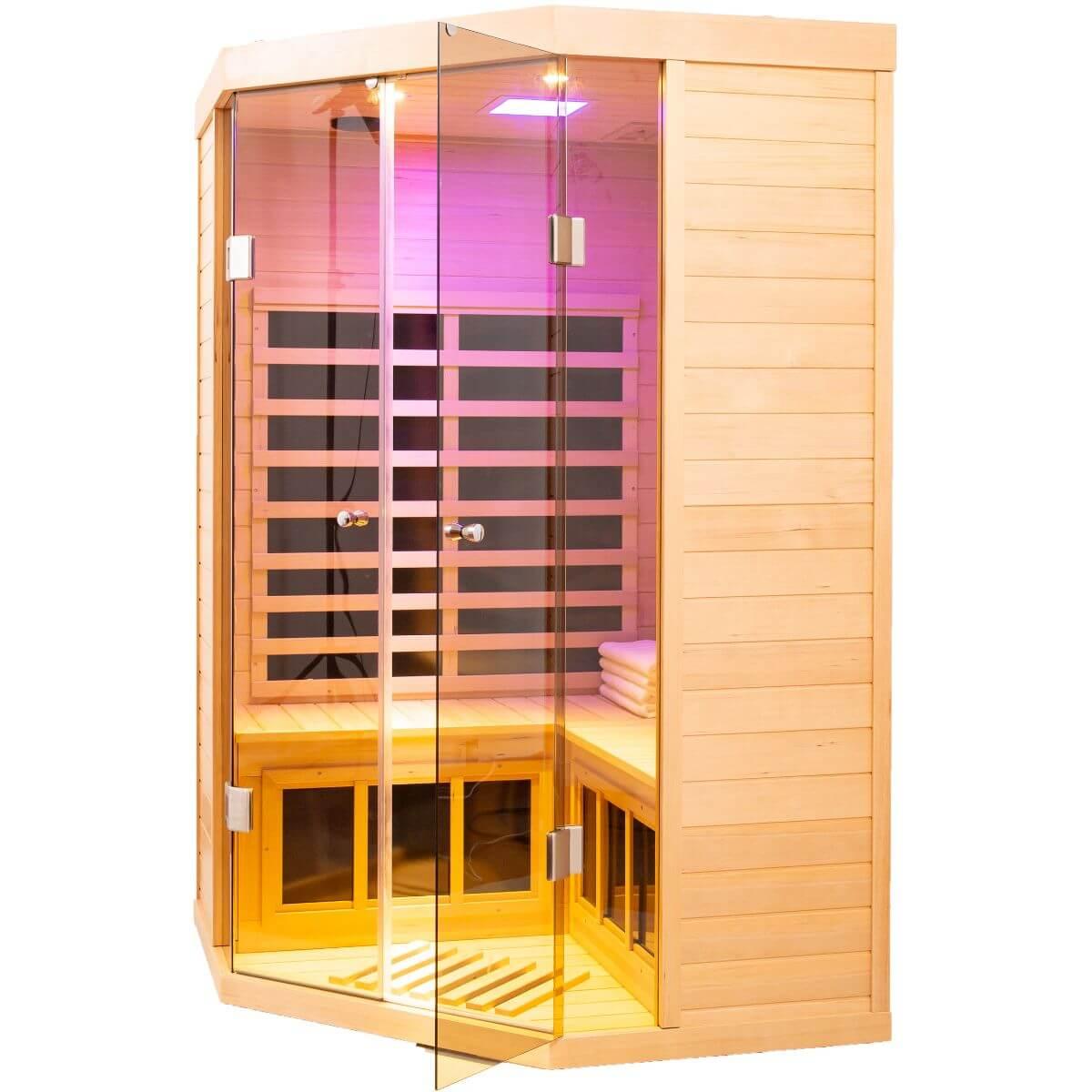 Ample-907SH Corner 2 Person Ultra-Low EMF Infrared Sauna