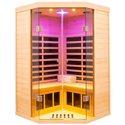 Ample-907SH Corner 2 Person Ultra-Low EMF Infrared Sauna