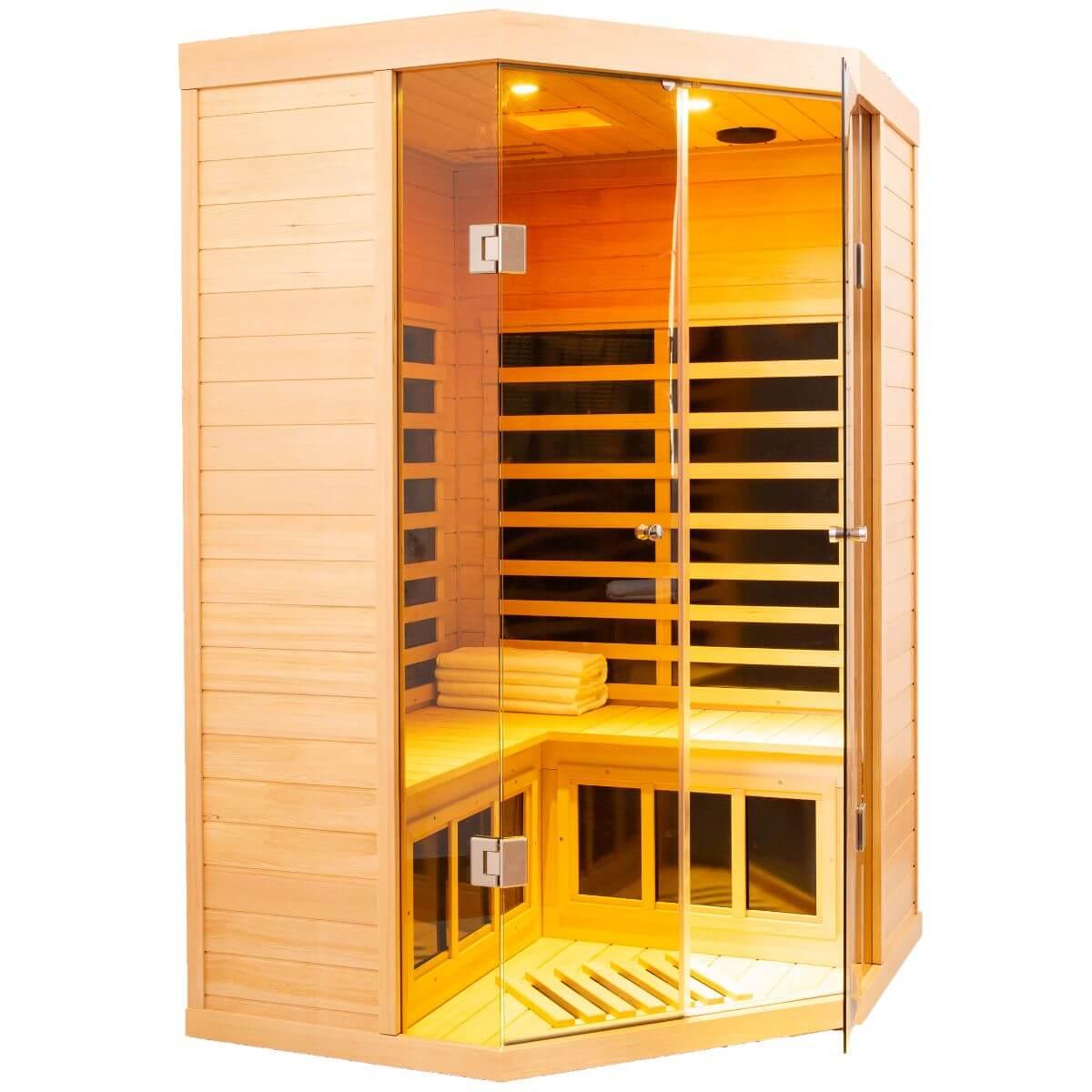 Ample-907SH Corner 2 Person Ultra-Low EMF Infrared Sauna