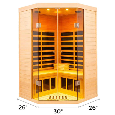 Ample-907SH Corner 2 Person Ultra-Low EMF Infrared Sauna