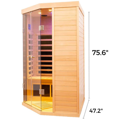 Ample-907SH Corner 2 Person Ultra-Low EMF Infrared Sauna