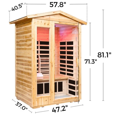 Garner-902VS 2 Person Outdoor Infrared Sauna | Fir Model