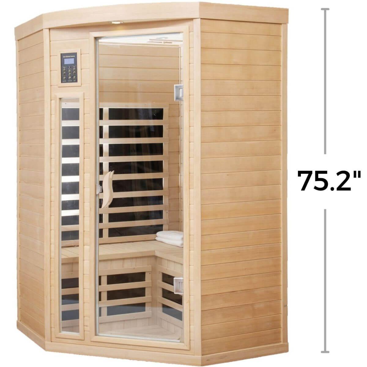 Maxwell-907BH Corner 2 Person Ultra-Low EMF Infrared Sauna | Clearance Sale