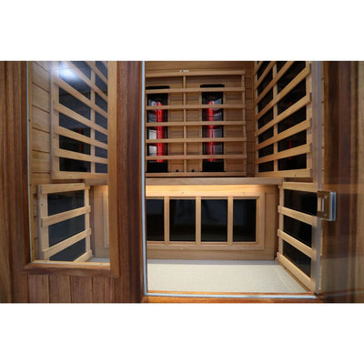 Mix-902VTD 2 Person Outdoor High Temp Infrared Sauna in Mahogany