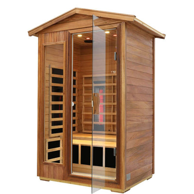 Mix-902VTD 2 Person Outdoor High Temp Infrared Sauna in Mahogany