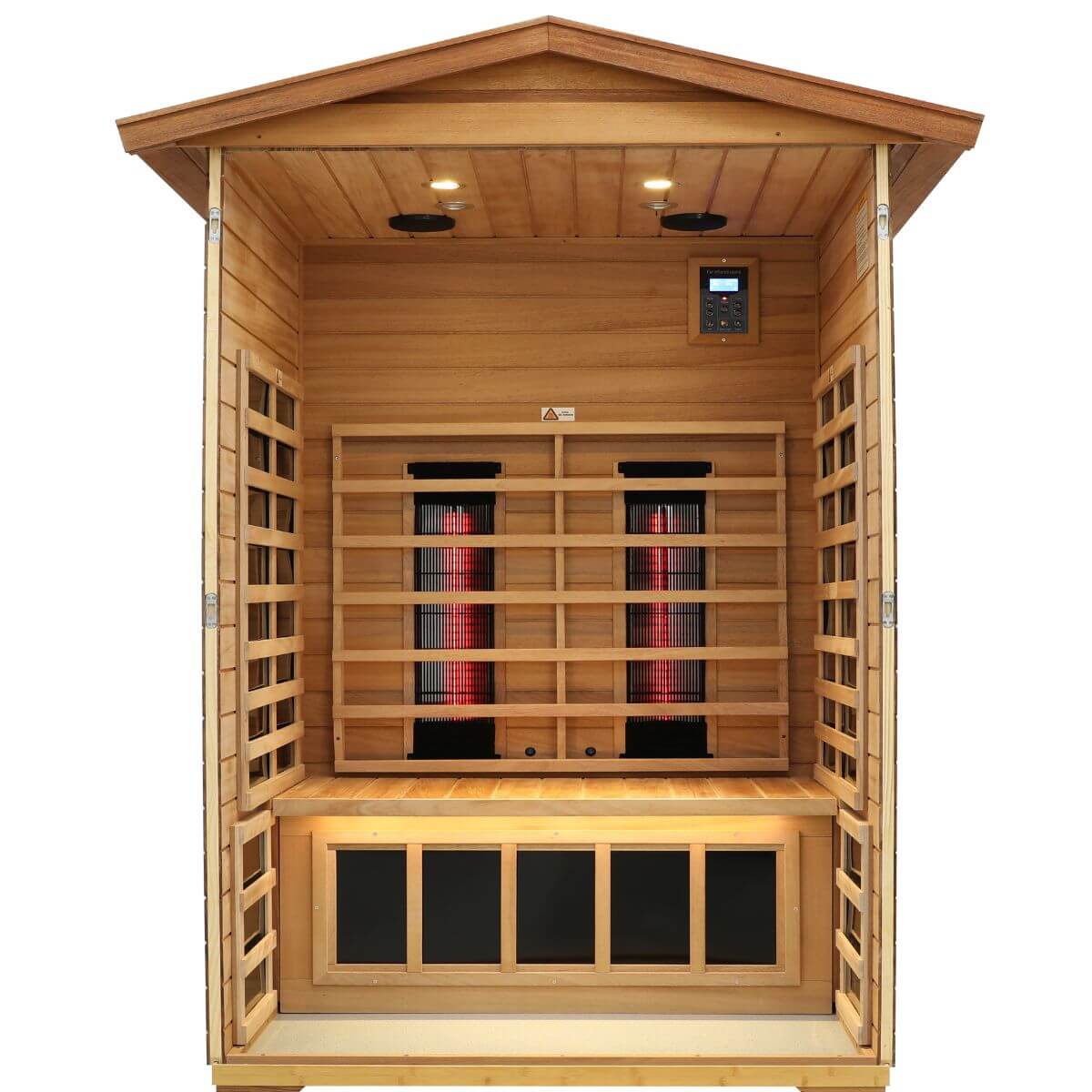 Mix-902VTD 2 Person Outdoor High Temp Infrared Sauna in Mahogany