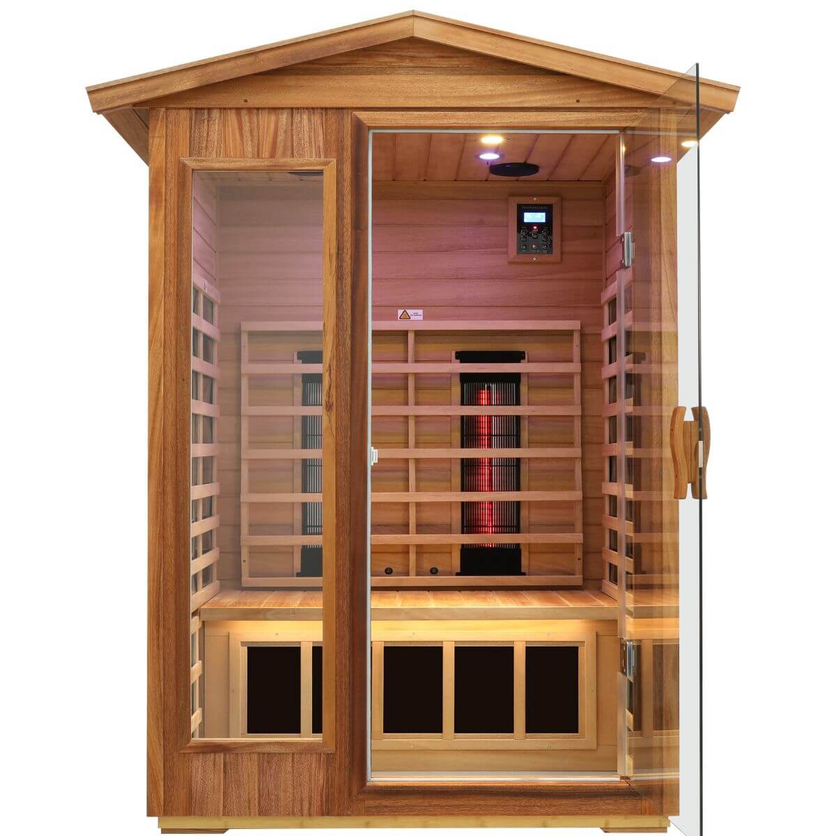 Mix-902VTD 2 Person Outdoor High Temp Infrared Sauna in Mahogany