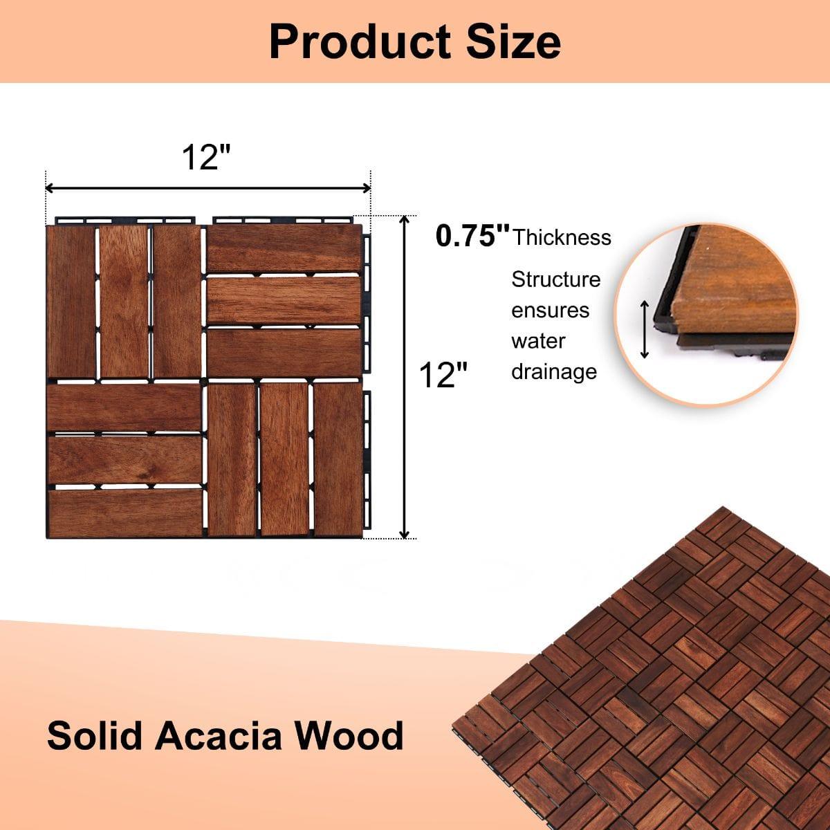 Redwood Interlocking Flooring Tiles (Set of 10)