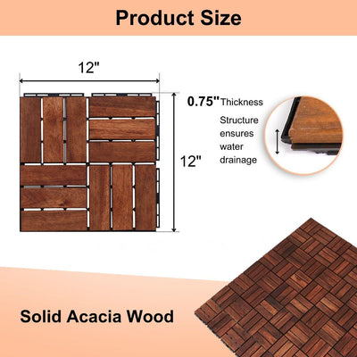 Redwood Interlocking Flooring Tiles (Set of 10)