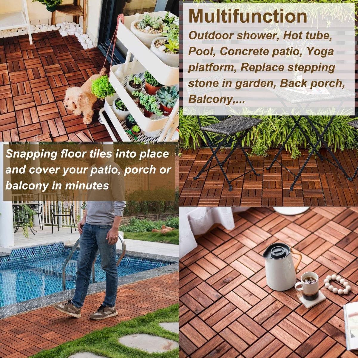 Redwood Interlocking Flooring Tiles (Set of 10)