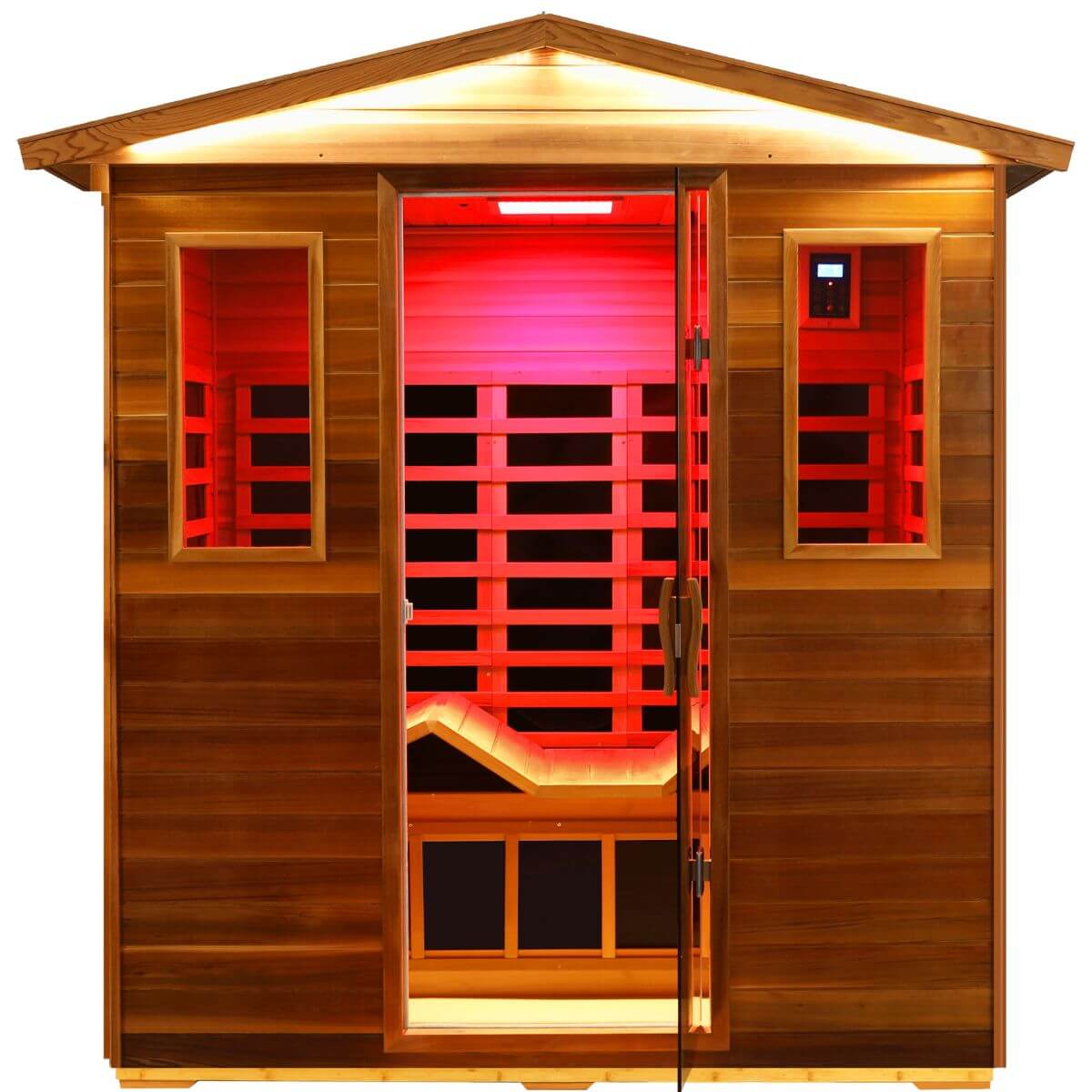 Versa-903VR/T 3 Person Outdoor Full Spectrum Ultra-Low EMF Infrared Sauna Reclining | Mahogany Clearance Sale