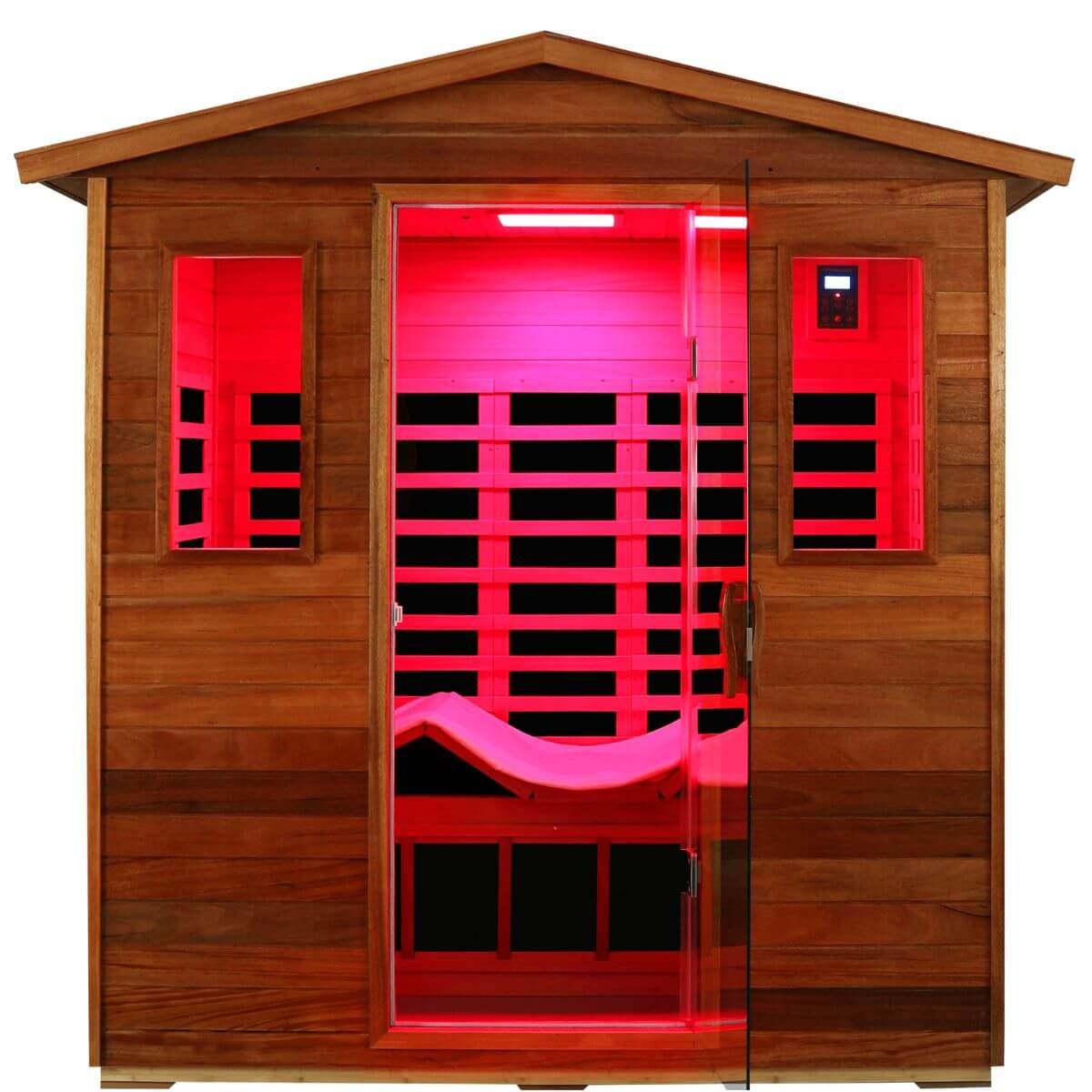 Versa-903VR/T 3 Person Outdoor Full Spectrum Ultra-Low EMF Infrared Sauna Reclining | Mahogany Clearance Sale