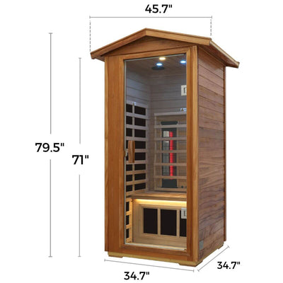 Mix-901VTD 1 Person Outdoor High Temp Infrared Sauna in Mahogany