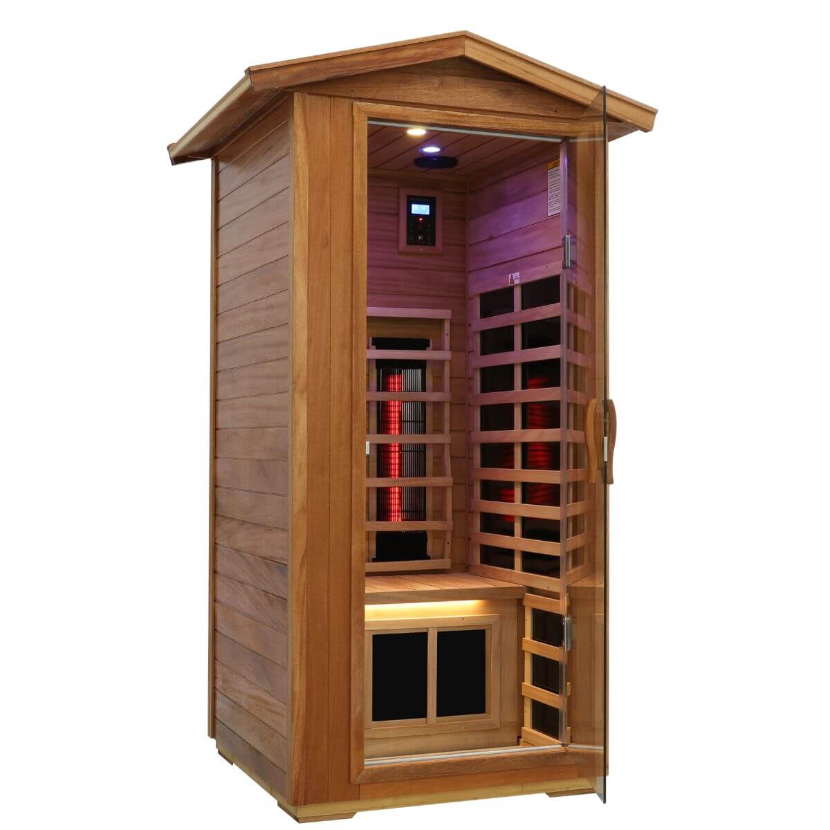 Mix-901VTD 1 Person Outdoor High Temp Infrared Sauna in Mahogany