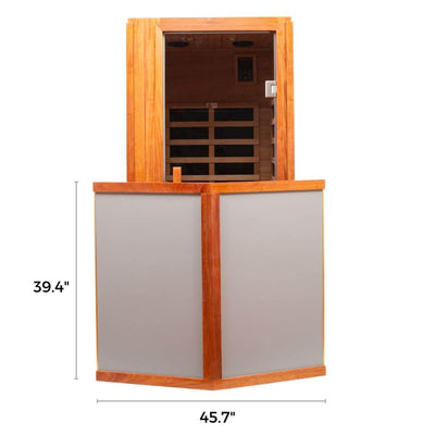 Wearwell-901VT 1 Person Outdoor Ultra-Low EMF Infrared Sauna in Mahogany | Strong Weather Resistance