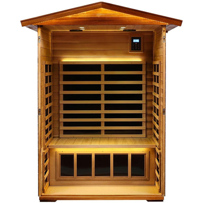 Wearwell-902VR 2 Person Outdoor Ultra-Low EMF Infrared Sauna in Red Cedar | Nature's Art, Noble Enjoyment | Value Sale