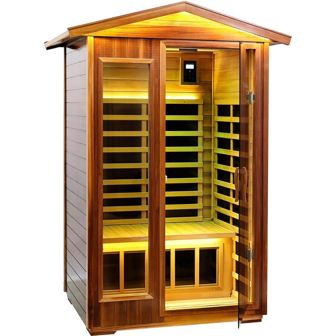 Wearwell-902VR 2 Person Outdoor Ultra-Low EMF Infrared Sauna in Red Cedar | Nature's Art, Noble Enjoyment | Value Sale