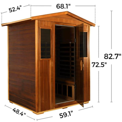 Wearwell-904VR 4 Person Outdoor Ultra-Low EMF Infrared Sauna in Red Cedar | Nature's Art, Noble Enjoyment