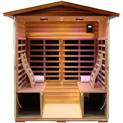 Wearwell-904VT 4 Person Outdoor Ultra-Low EMF Infrared Sauna in Mahogany